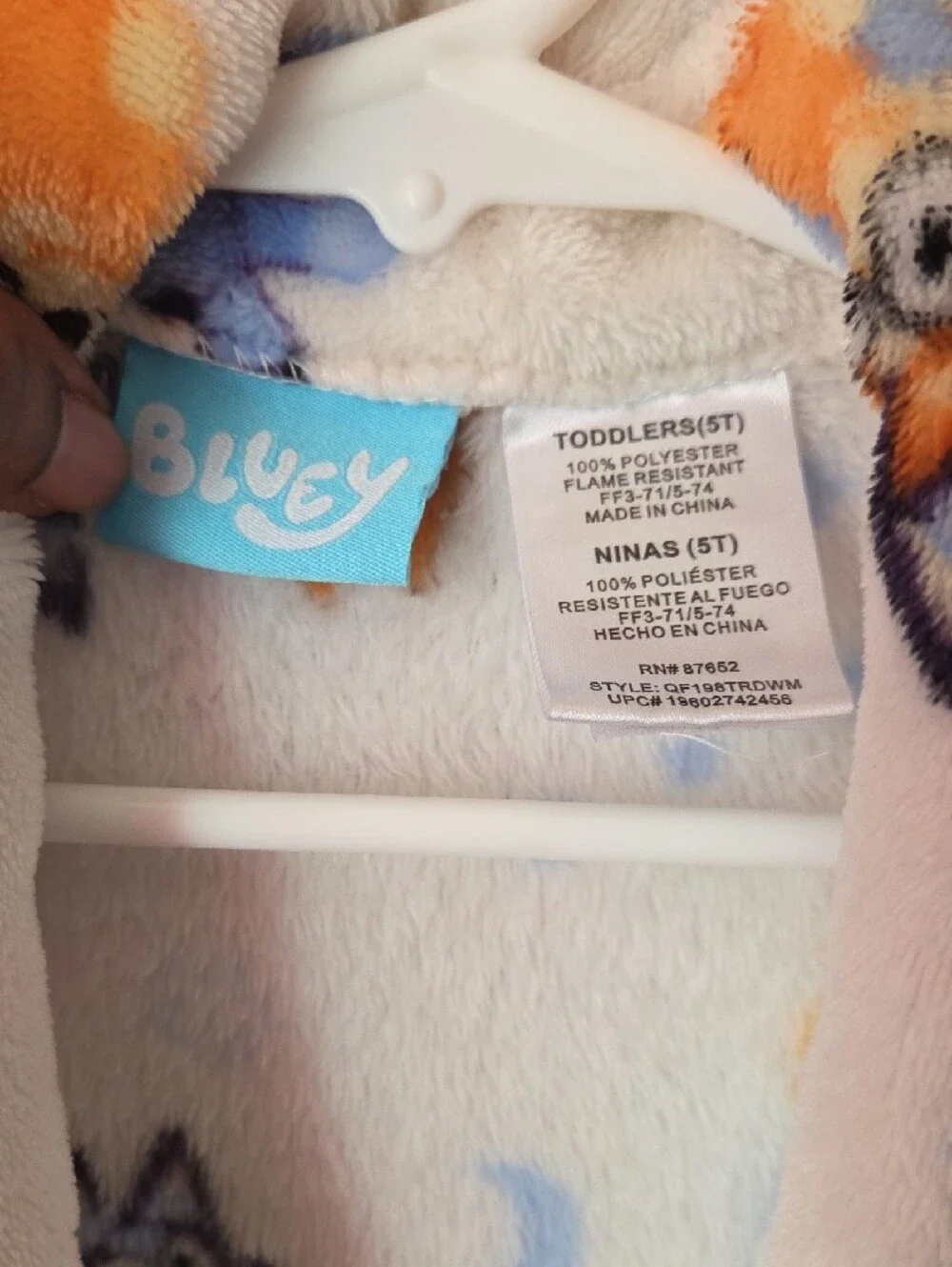 Plush Kids Bathrobe with Blue and Orange Puppy Print
